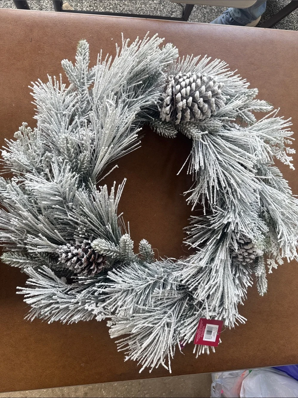 St. Nicholas Square White Flocked Pinecone Holiday Wreath